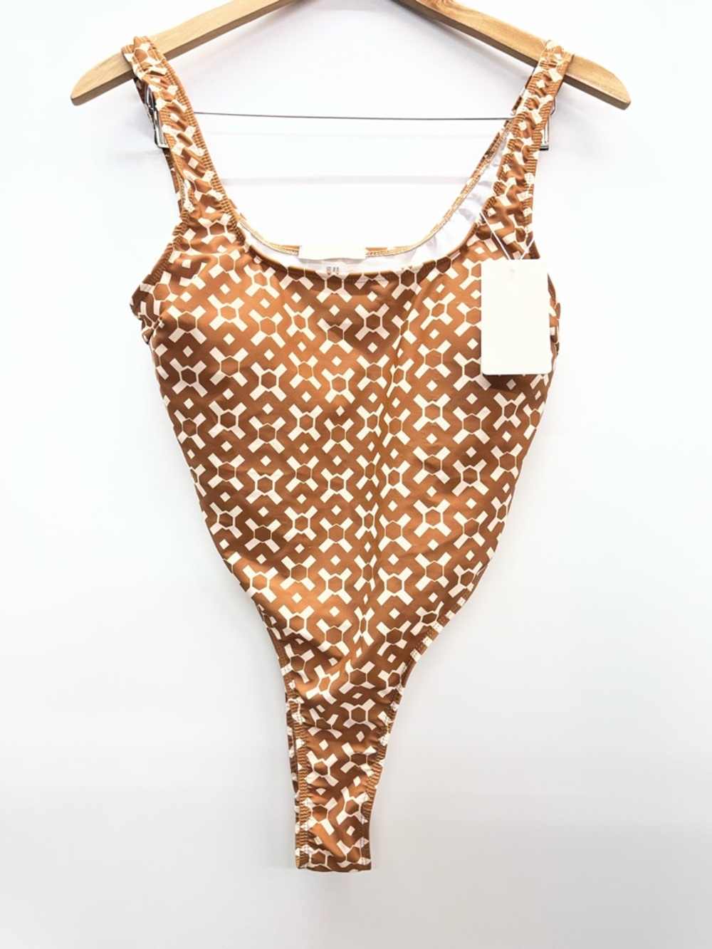 Musera Geometric Brown & White One-Piece‎ Swimsuit